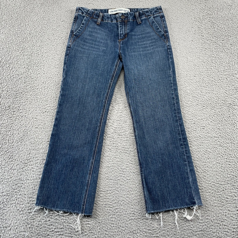 Gap Jeans Womens 8R Blue Low Rise Boot Cut‎ Stretch Raw Hem Denim Pants